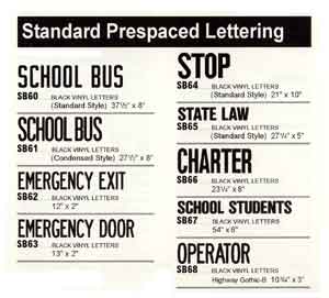 School Bus Prespaced Lettering